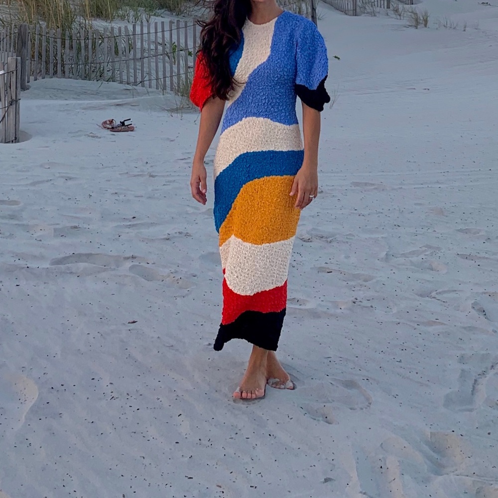 SOLD! Mara Hoffman Freya Color Block Midi Dress S - Picture 12 of 12